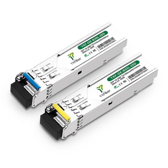 YX Fiber 1.25G SFP BiDi 1310/1550nm 20km LC — Pair (A + B) - Image 2