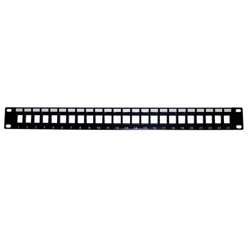 24-Port Keystone Patch Panel, 1U 19" (Unloaded)